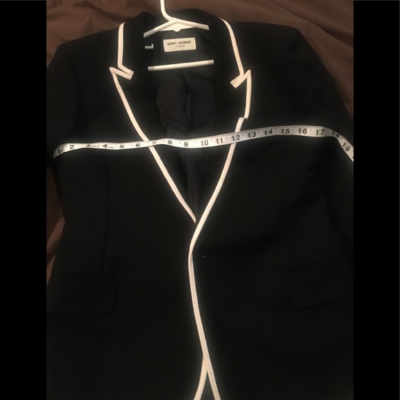 Saint Laurent Black Blazer with White Piping - Picture 5 of 8